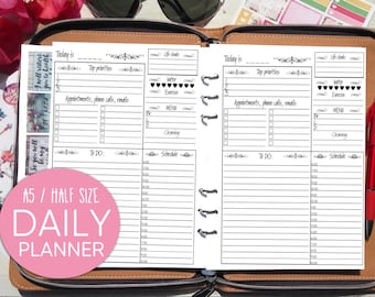 Daily Planner inserts, planner inserts, filofax insert, a5 insert, goal planner, meal planner, daily insert, filofax half, kikki k