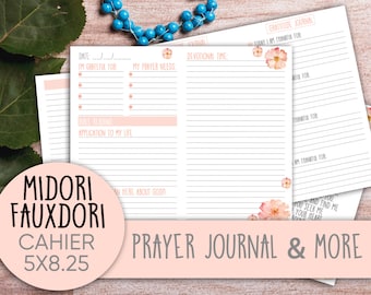Prayer Journal, Writing Journal, Bible Journaling, Travelers Notebook, Midori, Fauxdori, Gratitude Journal, B6 Inserts, Midori Insert, Bible