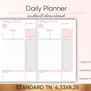 Daily Planner inserts, planner inserts, MIDORI insert, TN insert, goal planner, meal planner, daily insert, Midori Travelers Notebook