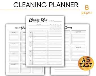 Planificateur de ménage nettoyage calendrier planificateur hebdomadaire de nettoyage Checklist Filofax A5 A5 Agenda A5 quotidienne Inserts habitude Tracker de nettoyage nettoyage