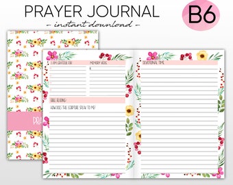 Prayer Journal B6 Inserts B6 Printable Inserts TN Inserts Midori Cover Planner Inserts Bible Printable Bible Study Christian Planner Bible