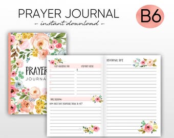 Prayer Journal, Bible Journaling, Bible Printable, Gratitude Journal, Bible Study, B6 Inserts, Writing Journal,  Bible Christian Planner