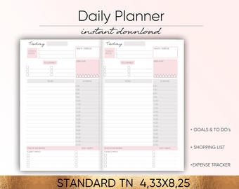 Daily Planner inserts, planner inserts, MIDORI insert, TN insert, goal planner, meal planner, daily insert, Midori Travelers Notebook