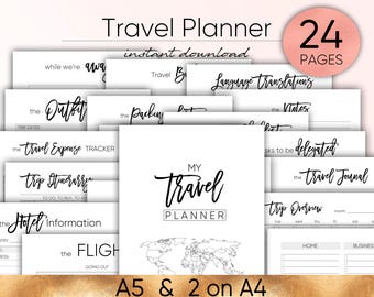 A5 Planner Inserts, A5 Planner, Filofax A5, Travel Diary, Travel Planner, Road Trip,   Travel Journal, Travelers Notebook Planner To Do List