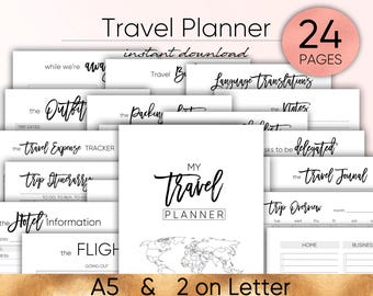 A5 Planner Inserts, A5 Planner, Filofax A5, Travel Diary, Travel Planner, Road Trip,   Travel Journal, Travelers Notebook Planner To Do List