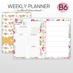 B6 Inserts B6 Printable Inserts TN Inserts Midori Cover Planner Inserts Midori Weekly Midori Insert Travel Journal Midori Fauxdori Planner