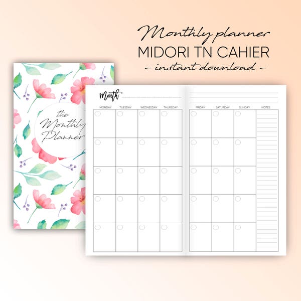 Cahier inserts, Cahier cover, Cahier travelers notebook, Cahier notebook, Cahier printable, Monthly planner monthly printable monthly insert