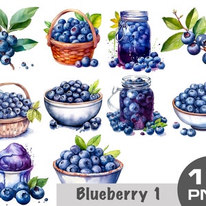 Bosbessen clipart, aquarel bosbessen clipart png, bosbessen mand, bosbessen jam, bosbessen dessert, gratis commerciële png
