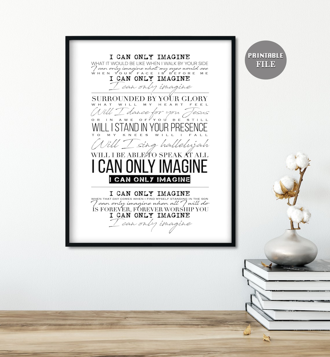 I can only imagine Lyrics Christian Song Lyrics Wall Art Etsy