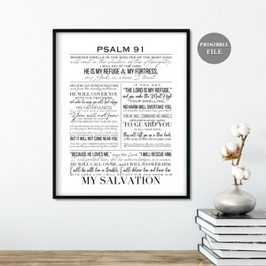 Psalm 91 Printable, Bible Verse Wall Art, Bible Psalm Printable Art ...