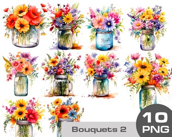 Acquerello bouquet clipart png, bouquet di papaveri png, bouquet di margherite png, bouquet di fiori di campo png clipart, arrangiamenti di nozze png