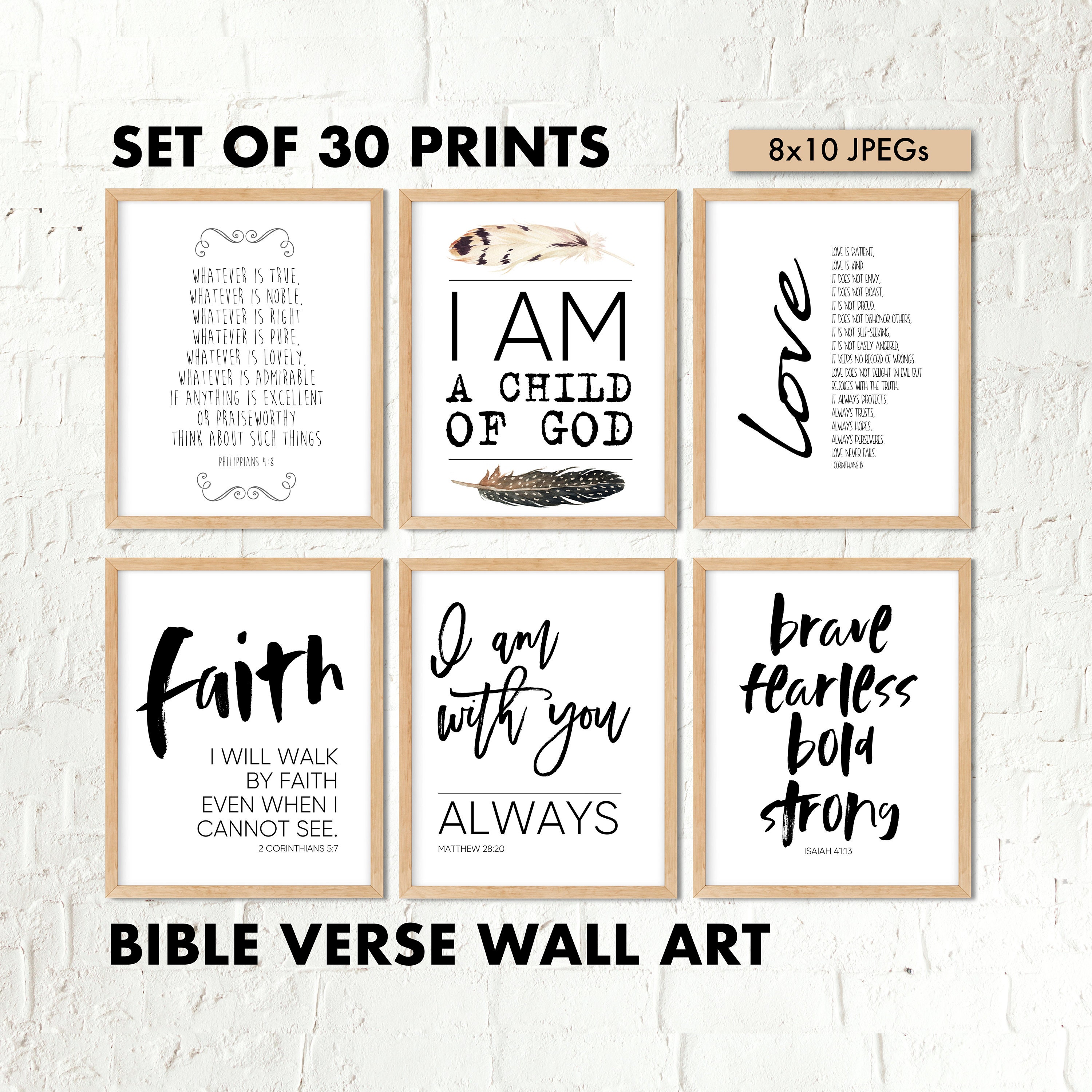 30 Bible Verse Printable Set Nursery Bible Quote Bundle Etsy