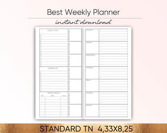 Weekly Planner, Bullet Journal, Midori, Midori Insert, Travelers Notebook Shopping List Expense Tracker To Do List Monthly Planner W02P