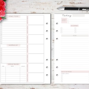 Daily Planner, Printable Insert, Daily Planner, Daily Planner Pages, A5 Planner Inserts, A5 Planner, Filofax A5, To Do List, Undated Planner image 2