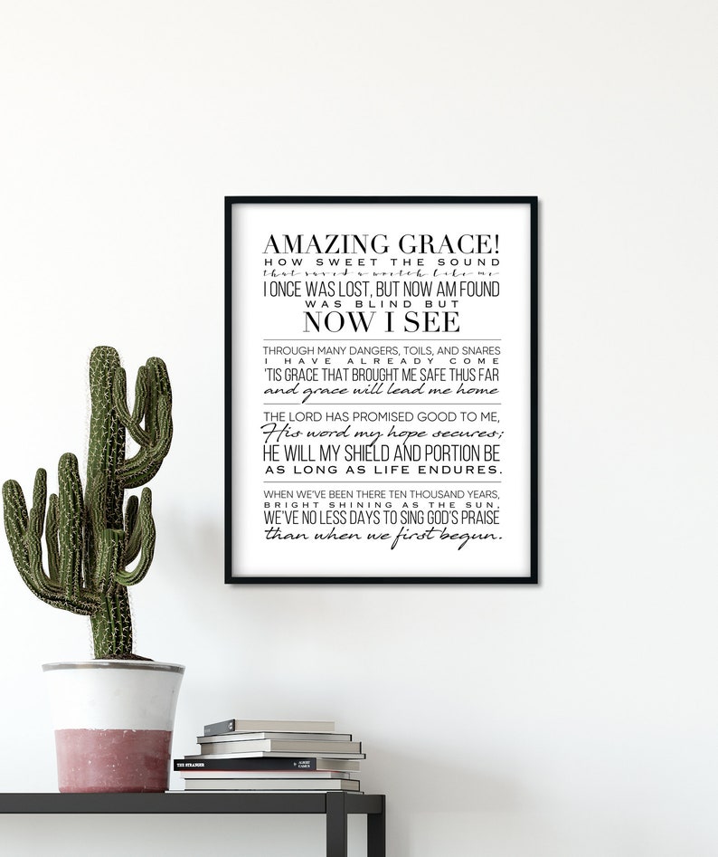 Amazing Grace Printable Lyrics Printable Hymn Wall Decor Etsy