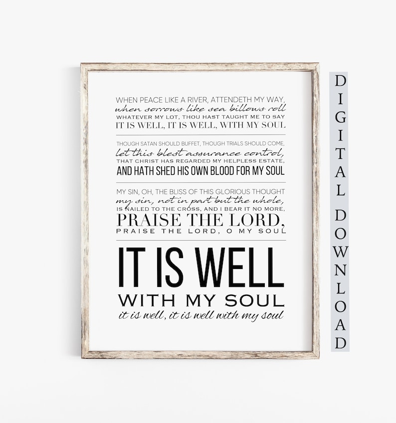 It is well with my soul hymn Hymn Wall Art Christian Song Etsy España