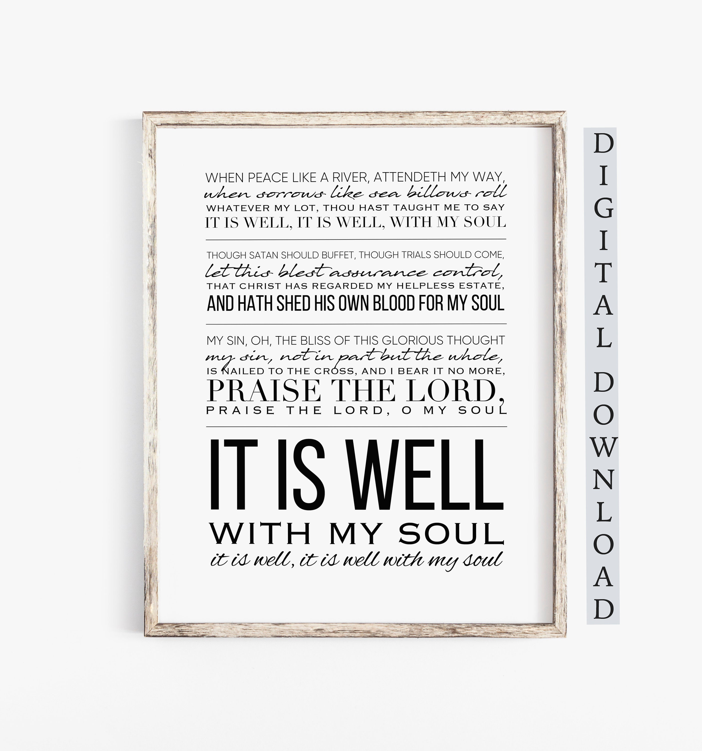 It is Well With My Soul Hymn Hymn Wall Art Christian Song Etsy