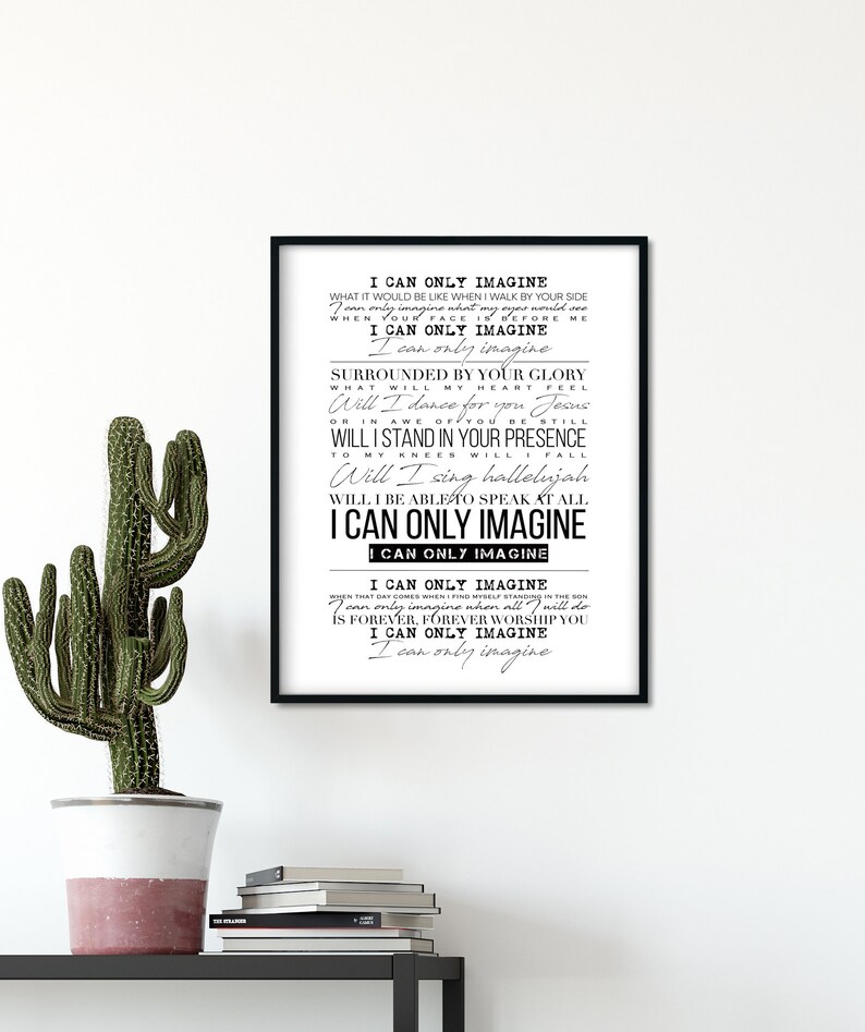 I can only imagine Lyrics Christian Song Lyrics Wall Art Etsy