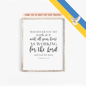 Whatever You Do Work At It with all Your Heart Colossians 3:23, Scripture Printable Art, Graduation Gift, Bible Verse Art, DOWNLOAD
