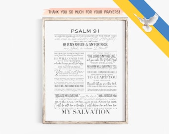 Psalm 91 Printable, Bible Verse Wall Art, Bible Psalm Printable Art, Christian Home Decor, Christian Gifts for Him, Psalm 91 Wall Decor