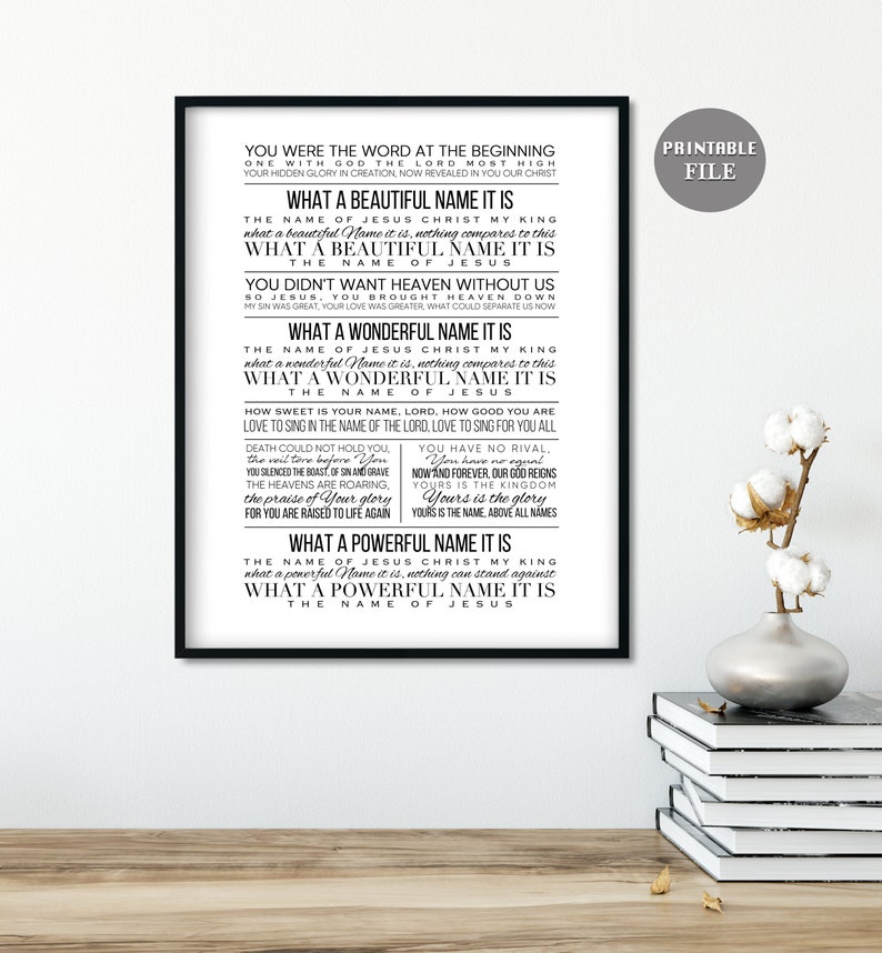 What a beautiful name it is Worship Song Lyrics Christian Etsy