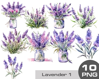 Watercolor Lavender clipart, watercolor Provence lavender, lavender bouquet clipart, lavender flowers png, lavender png, boho wedding