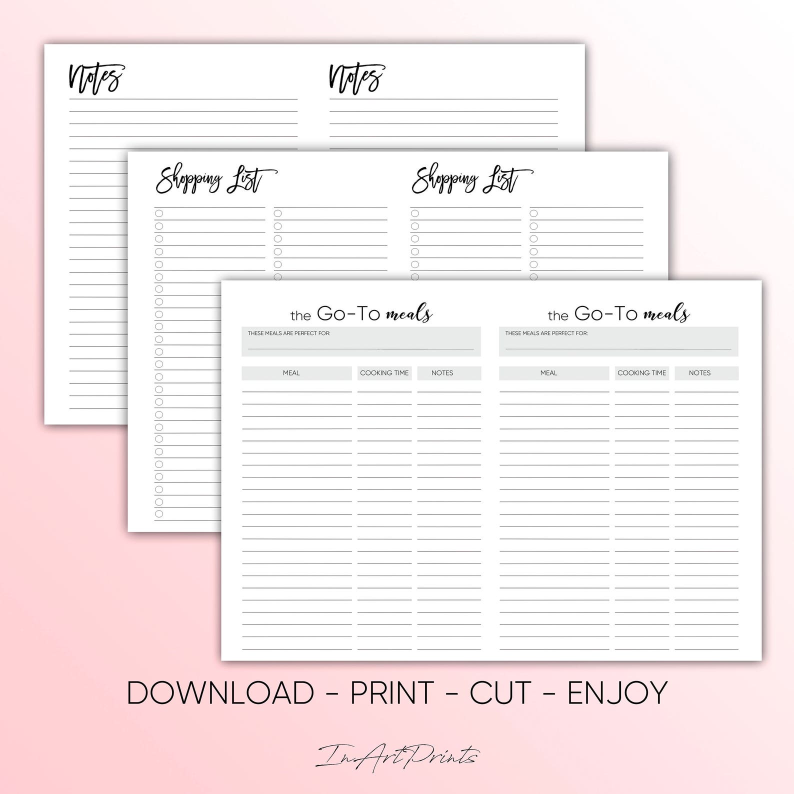 Meal Planner Printable Meal Planner Weekly Meal Planner Midori | Etsy