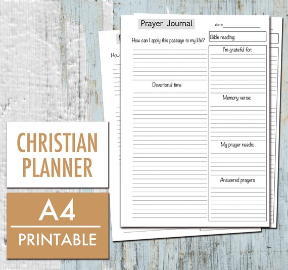 Prayer Journal, Christian Planner, Bible Study, Gratitude Journal,  Scripture Study, Bible Journaling, Sermon Notes, Devotional Inartprints 