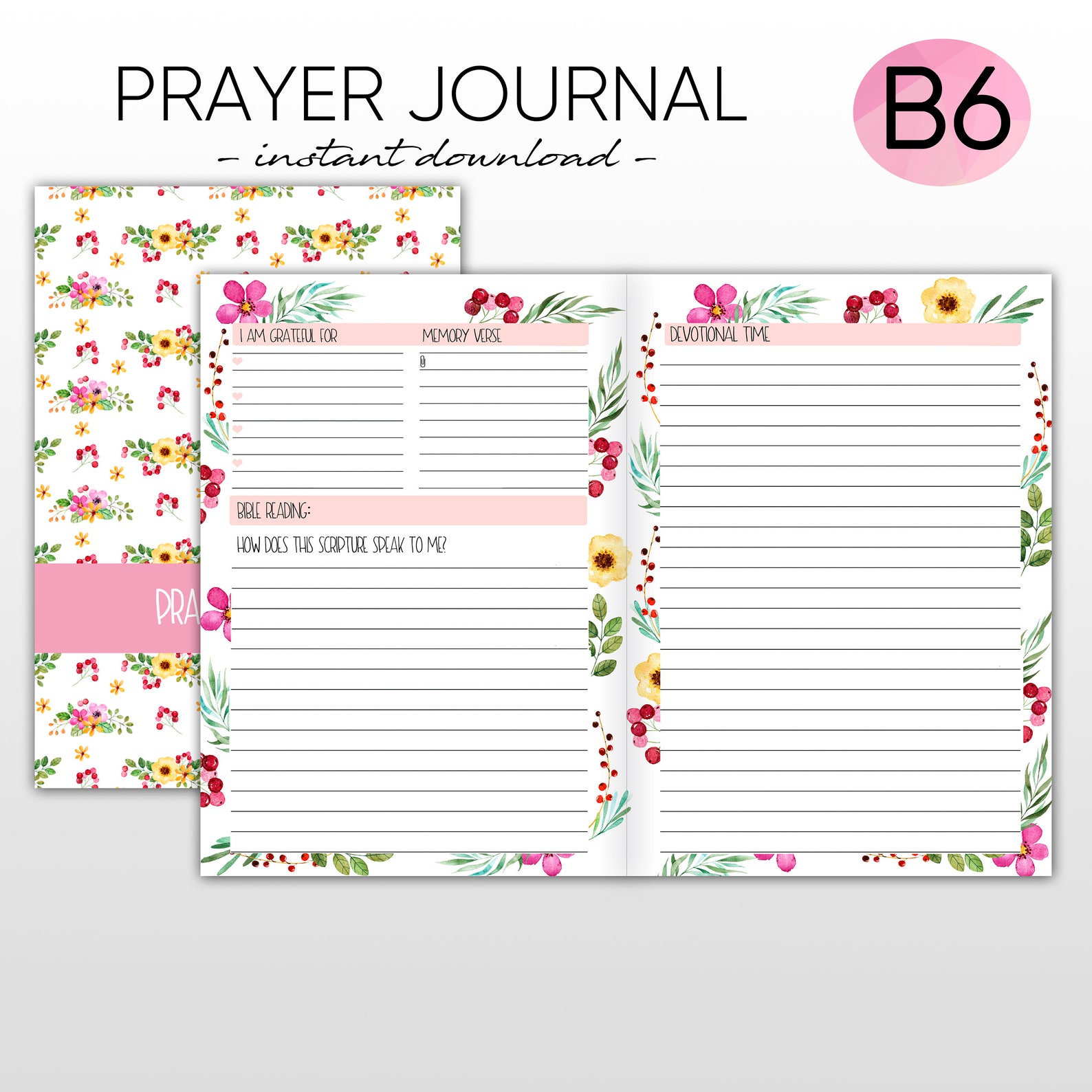 Prayer Journal B6 Inserts B6 Printable Inserts TN Inserts - Etsy
