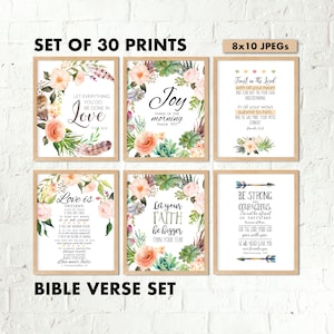 30 Bible Verse Printable Set, Christian Wall Art Bundle, Bible Prints ...