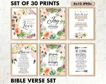 30 Bible Verse Printable Set, Christian Wall Art Bundle, Bible Prints Wall Art Set, 8x10 Printable Wall Art Scripture Set, INSTANT DOWNLOAD