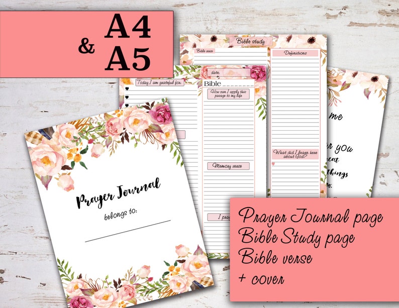 Prayer Journal Printable A5 Planner Inserts Bible Study Journal, Bible ...