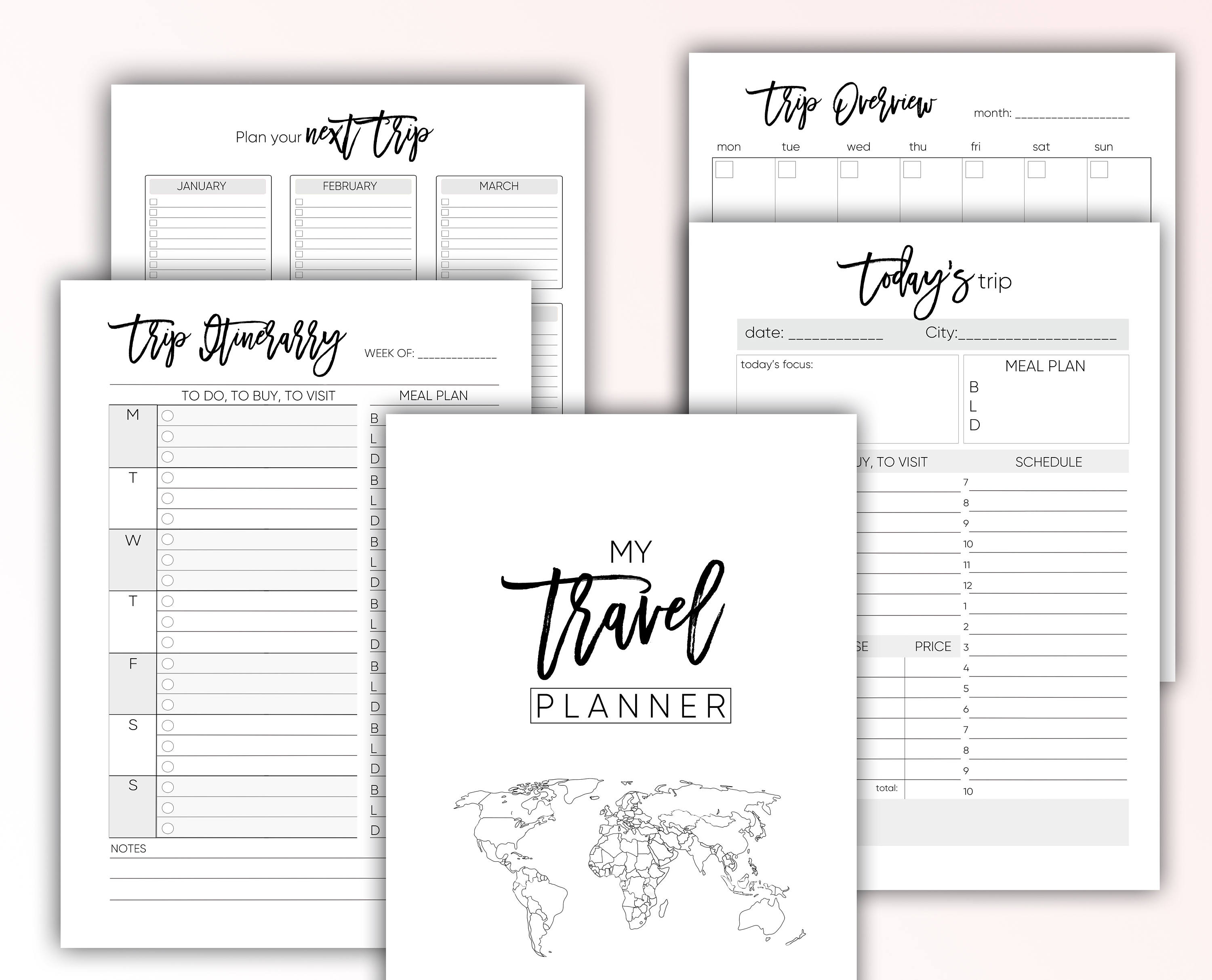 A5 Planner Inserts A5 Planner Filofax A5 Travel Diary Etsy