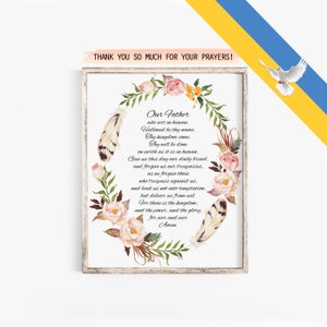 Our Father Prayer Printable, Bible Verse Print, The Lord’s Prayer Print, Christian Wall Art, Download, 8x10, 11x14, 16x20 Scripture Art