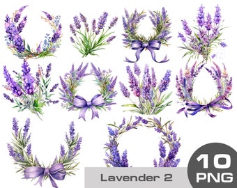 Watercolor lavender wreath clipart, watercolor lavender arrangements, lavender clipart png, lavender wedding clipart Free commercial use
