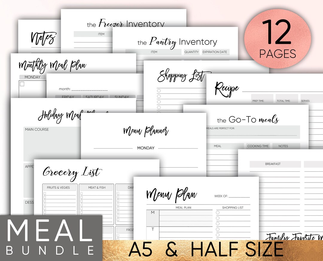 Meal Planner Printable Meal Planner Weekly Meal Planner A5 Planner ...