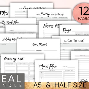 Meal Planner Printable Meal Planner Weekly Meal Planner A5 Planner Inserts, Meal Plan, Meal Planning, Food Diary, Grocery List Shopping List