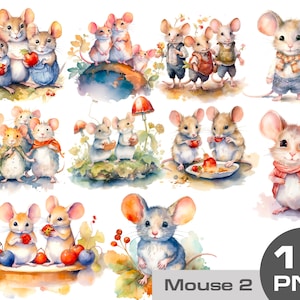 Cute mouse clipart, mouse’s friends clipart, mouse family clip art, watercolor mouse, farm animals png clipart free commercial use