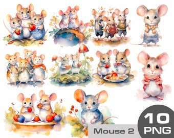 Cute mouse clipart, mouse’s friends clipart, mouse family clip art, watercolor mouse, farm animals png clipart free commercial use