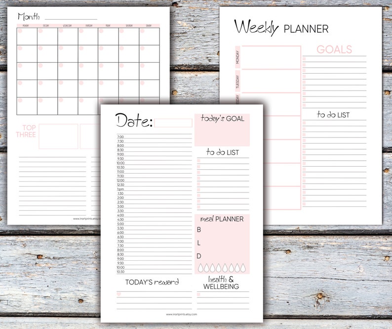 Planner Inserts Weekly Planner Daily Planner Monthly | Etsy