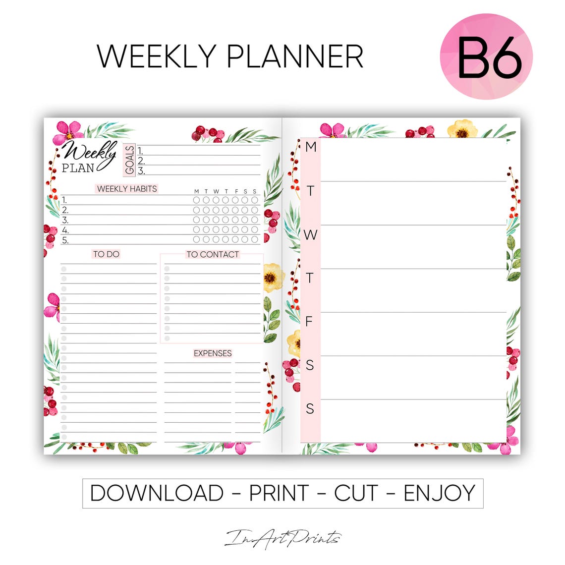 B6 Inserts B6 Printable Inserts TN Inserts Midori Cover | Etsy