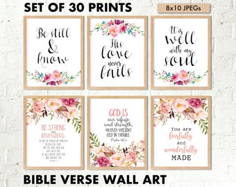 Bible Verse Wall Art Bundle, Christian Wall Art Bundle, 30 Bible Verse Printable Set, Nursery Bible Quote Bundle, Scripture Art Set INSTANT