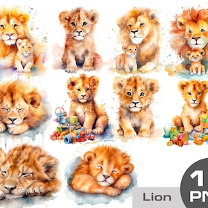 Watercolor cute lion clipart, nursery lion png, lion sublimation, Baby Lion clipart, Baby Lion PNG, free commercial use clipart png