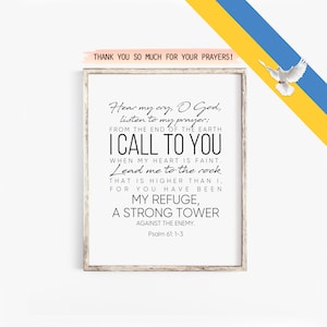 Psalm 61:1-3, Bible Verse Wall Art, Scripture Printable, Christian Home Decor, Psalm Prayer, INSTANT DOWNLOAD, Psalm Printable