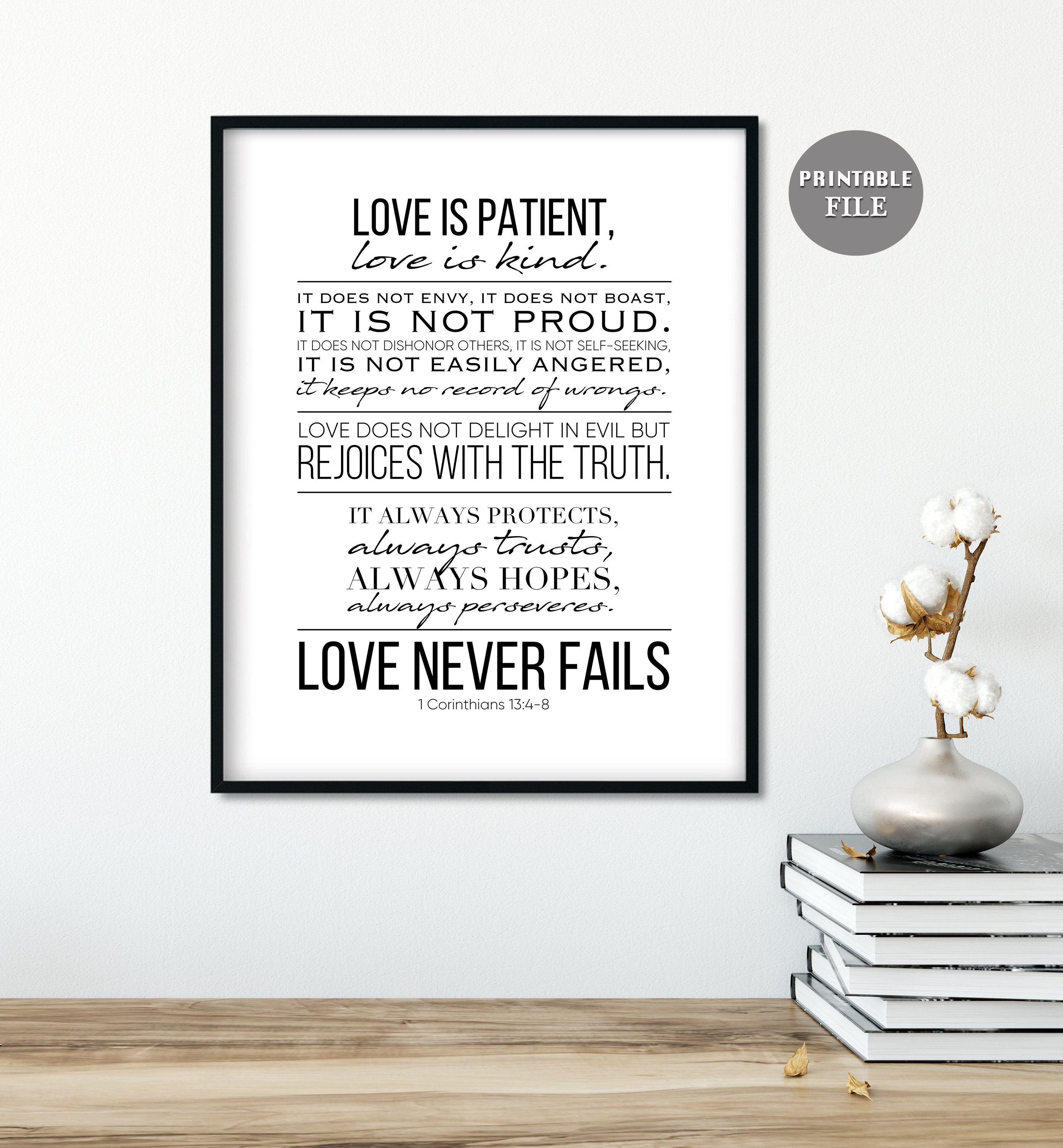 Love is Patient Love is Kind 1 Corinthians 13 Printable Sign | Etsy
