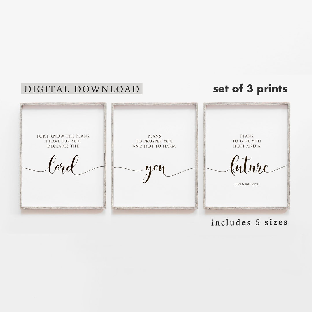 Bible Verse Set of 3 Prints for I Know the Plans I Have for - Etsy