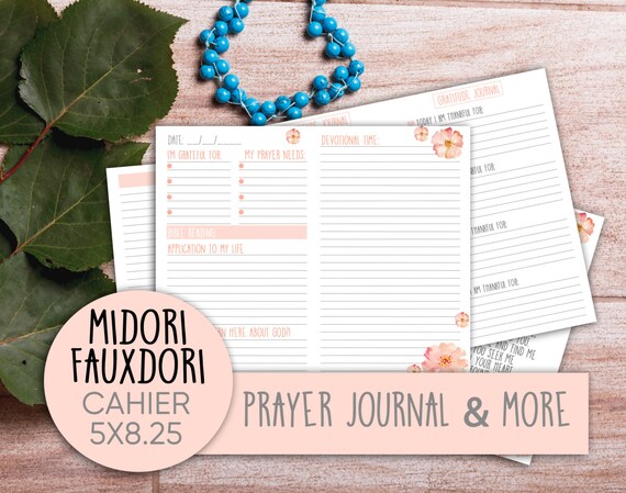 Prayer Journal, Writing Journal, Bible Journaling, Travelers Notebook, Midori, Fauxdori, Gratitude Journal, B6 Inserts, Midori Insert, Bible