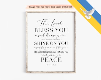 The Lord Bless You, Bible Verse Printable, Numbers 6:24, Christian Wall Art, Scripture Home Decor, Bible Poster Scripture Printable Numbers