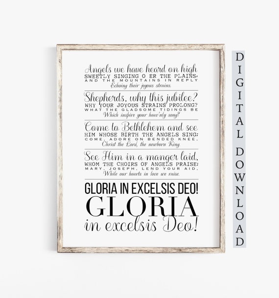 A Christmas Carol Printable Gloria In Excelsis Deo Christmas Etsy