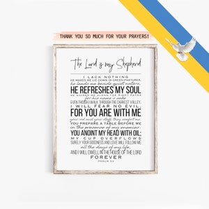 Psalm 23 Wall Art, The Lord is My Shepherd, Printable Scripture Art, Bible Verse Prints,  Christian Family Gift, Digital Prints 23rd Psalm